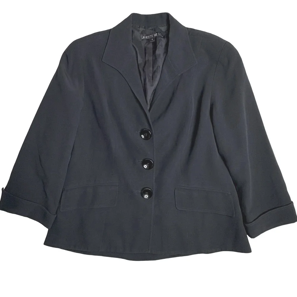 Lafayette 148 New York 3-Button Blazer Jacket‎ Black Women's Size 8